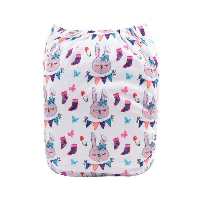 ALVABABY One Size Positioning Printed Cloth Diaper -Rabbit (YDP107A)