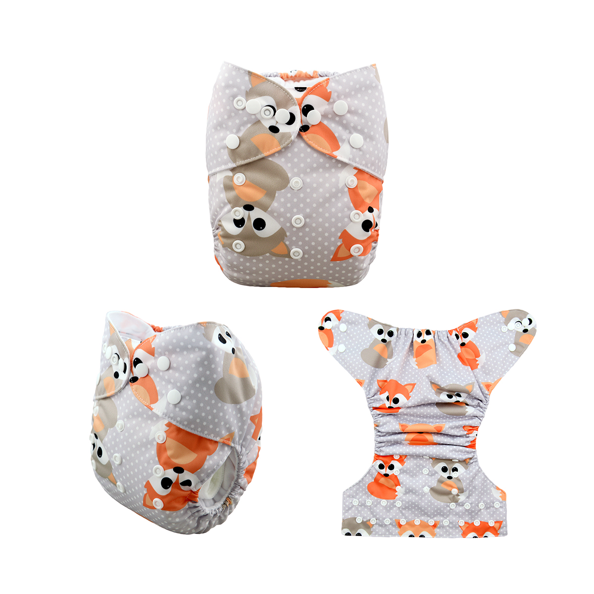 ALVABABY Print Cloth Diaper - One Size Adjustable Washable & Reusable Diaper for Babies and Toddlers (Fox, H042A)
