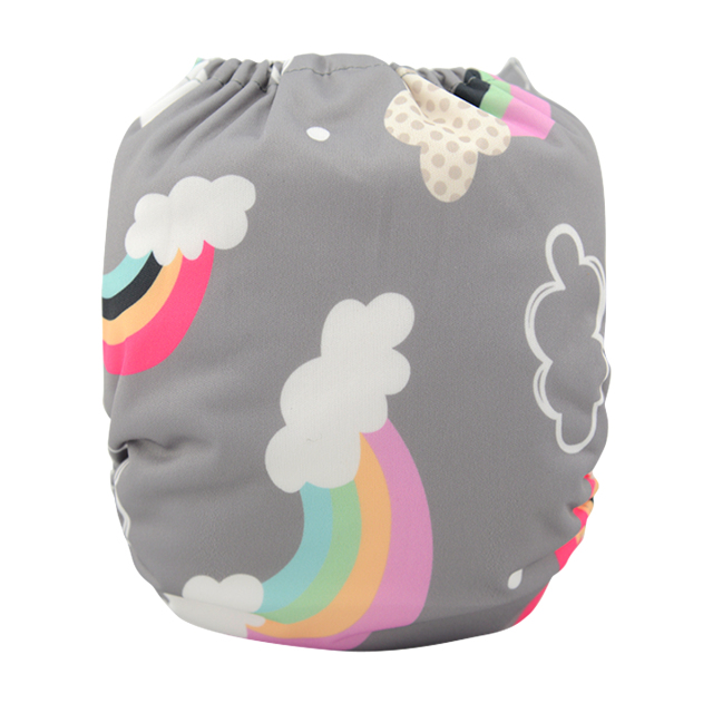 ALVABABY One Size Positioning Printed Cloth Diaper -Rainbow (YD15A)