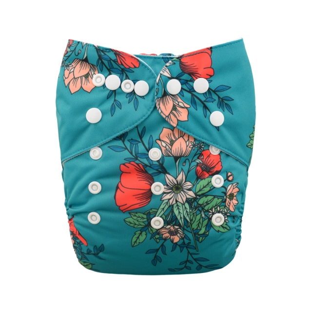 ALVABABY One Size Print Pocket Cloth Diaper-Flower (H055A)