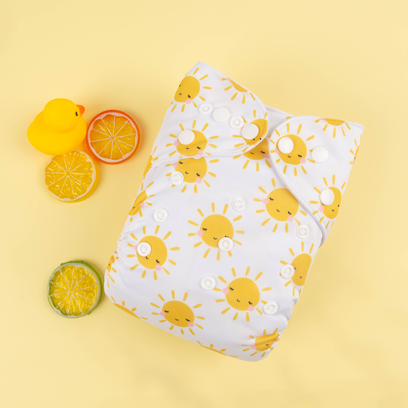 ALVABABY Positioning Cloth Diaper - One Size Adjustable Washable & Reusable Diaper for Babies and Toddlers (Sun, YDP113A)