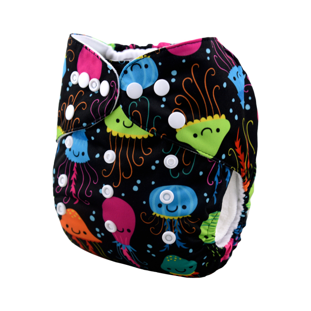 ALVABABY One Size Print Pocket Cloth Diaper-Jellyfish (H054A)