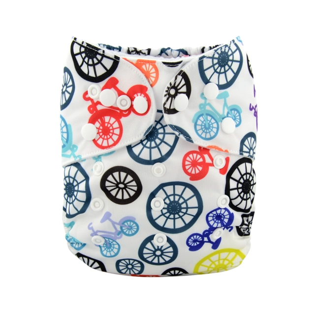 ALVABABY One Size Print Pocket Cloth Diaper -Bike(H017A)