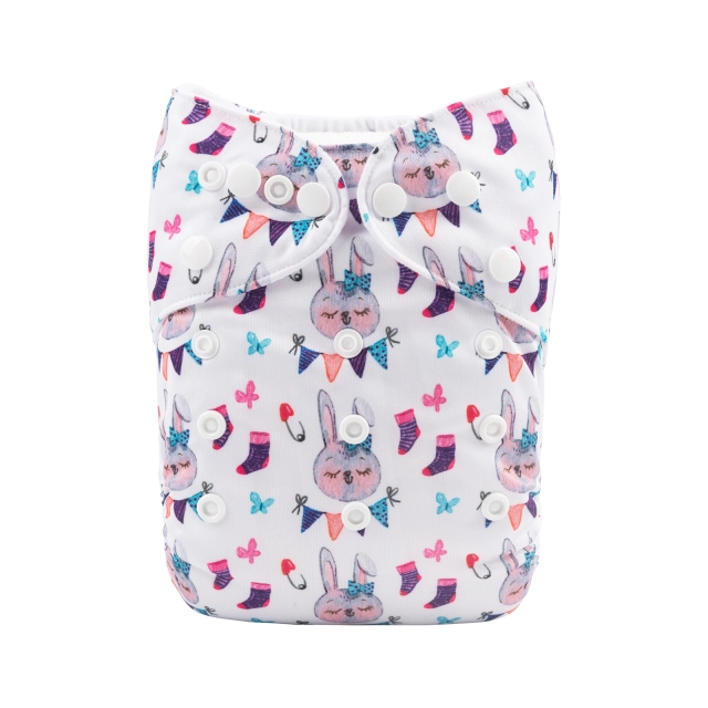 ALVABABY One Size Positioning Printed Cloth Diaper -Rabbit (YDP107A)