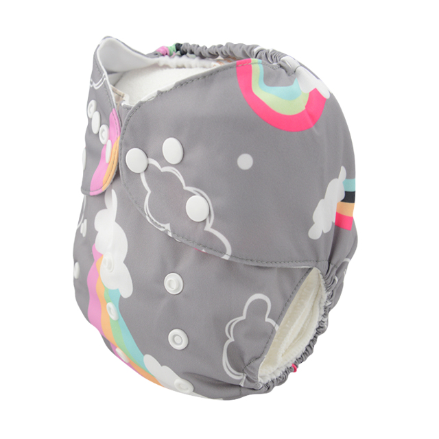 ALVABABY One Size Positioning Printed Cloth Diaper -Rainbow (YD15A)