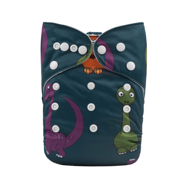 ALVABABY One Size Positioning Printed Cloth Diaper -Dinosaur (YDP114A)