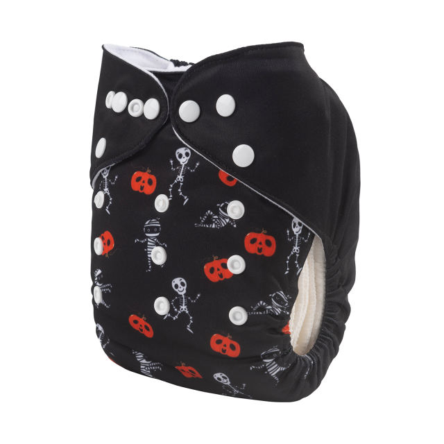 ALVABABY Halloween One Size Positioning Printed Cloth Diaper -Pumpkin (QD61A)