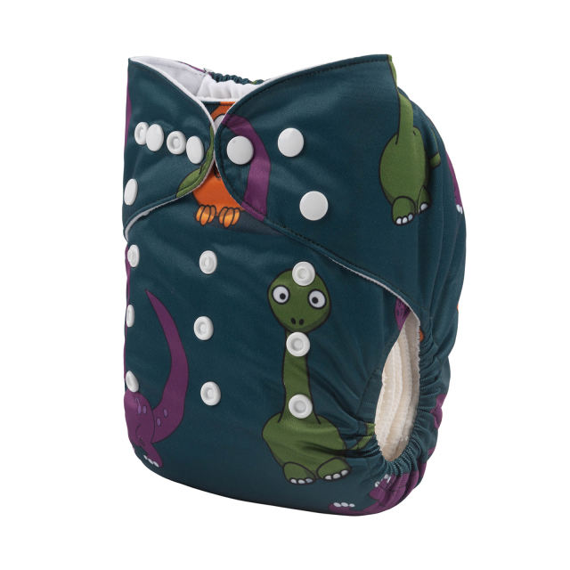 ALVABABY One Size Positioning Printed Cloth Diaper -Dinosaur (YDP114A)