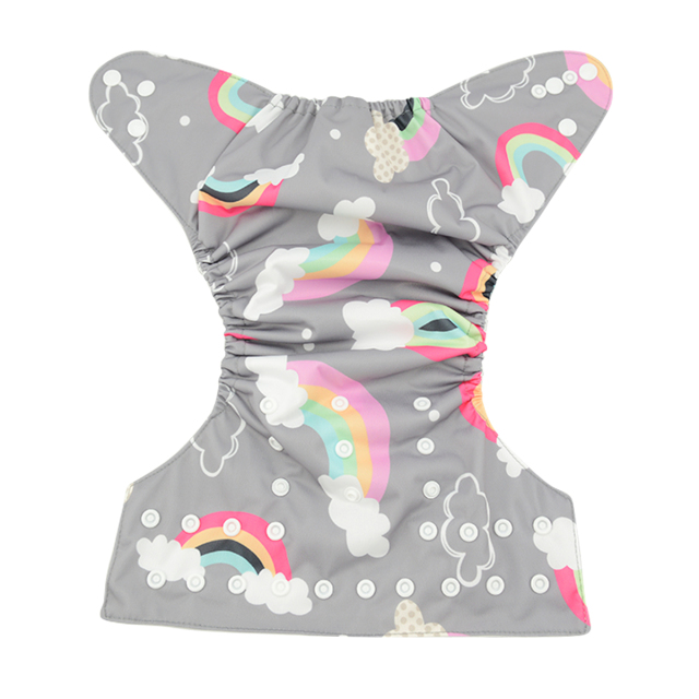 ALVABABY One Size Positioning Printed Cloth Diaper -Rainbow (YD15A)
