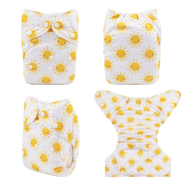 ALVABABY One Size Positioning Printed Cloth Diaper -Sun (YDP113A)