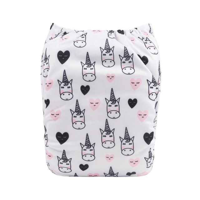 ALVABABY One Size Positioning Printed Cloth Diaper -Unicorn (YDP108A)