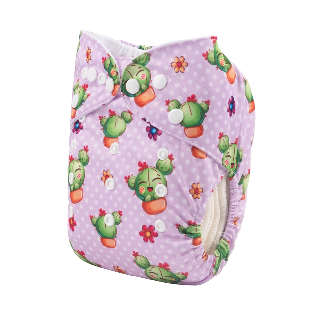 ALVABABY One Size Positioning Printed Cloth Diaper -Happy Cactus(YDP109A)