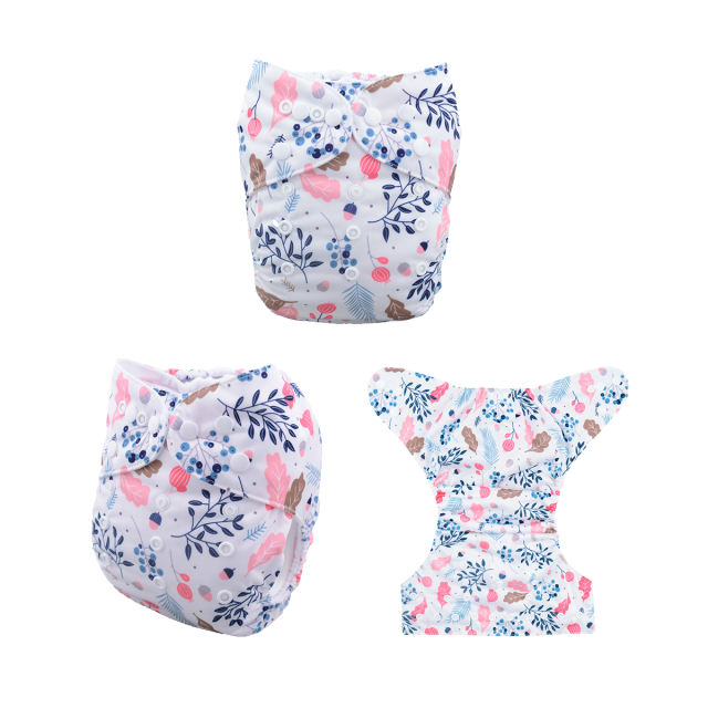 ALVABABY One Size Print Pocket Cloth Diaper -flowers(H050A)