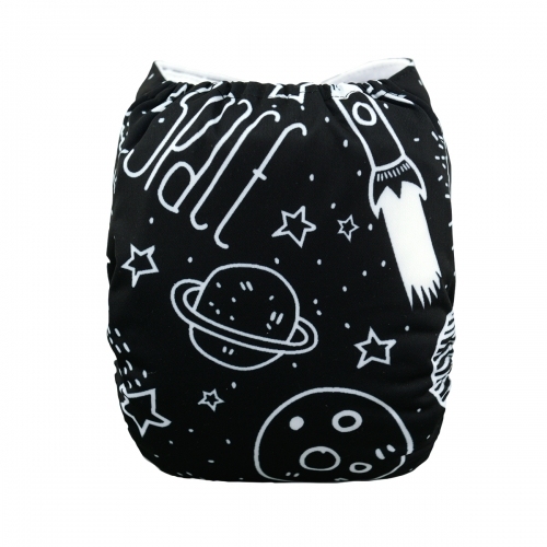 ALVABABY One Size Print Pocket Cloth Diaper -Black Planet(H040A)