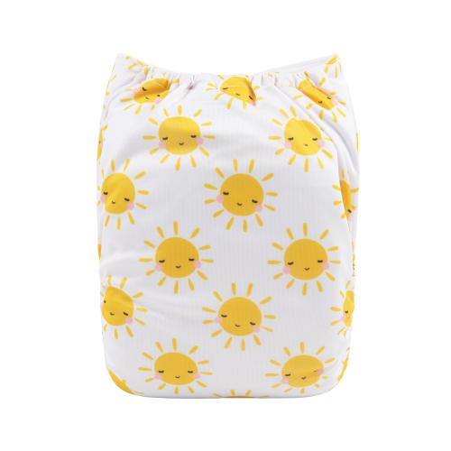 ALVABABY Positioning Cloth Diaper - One Size Adjustable Washable & Reusable Diaper for Babies and Toddlers (Sun, YDP113A)