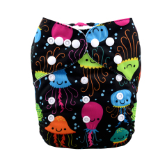 ALVABABY One Size Print Pocket Cloth Diaper-Jellyfish (H054A)