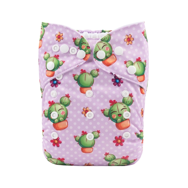 ALVABABY One Size Positioning Printed Cloth Diaper -Happy Cactus(YDP109A)