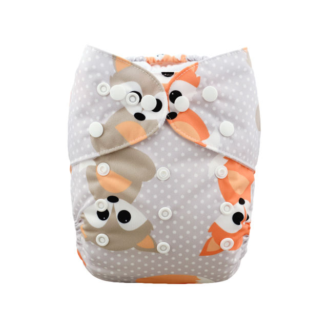 ALVABABY One Size Print Pocket Cloth Diaper-Fox(H042A)
