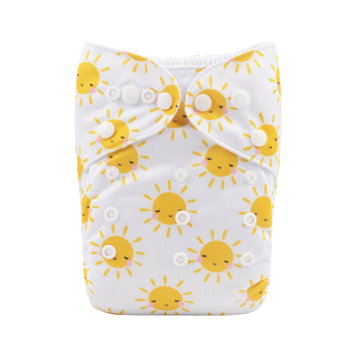 ALVABABY Positioning Cloth Diaper - One Size Adjustable Washable & Reusable Diaper for Babies and Toddlers (Sun, YDP113A)