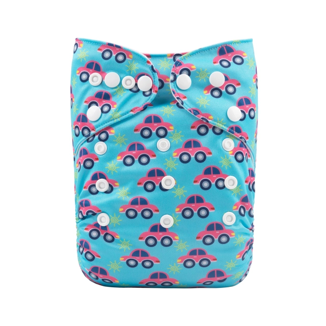 ALVABABY One Size Positioning Printed Cloth Diaper -Car (YDP110A)
