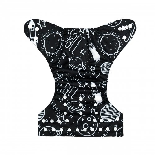 ALVABABY Print Cloth Diaper - One Size Adjustable Washable & Reusable Diaper with Pocket for Babies-(Black Planet, H040A)