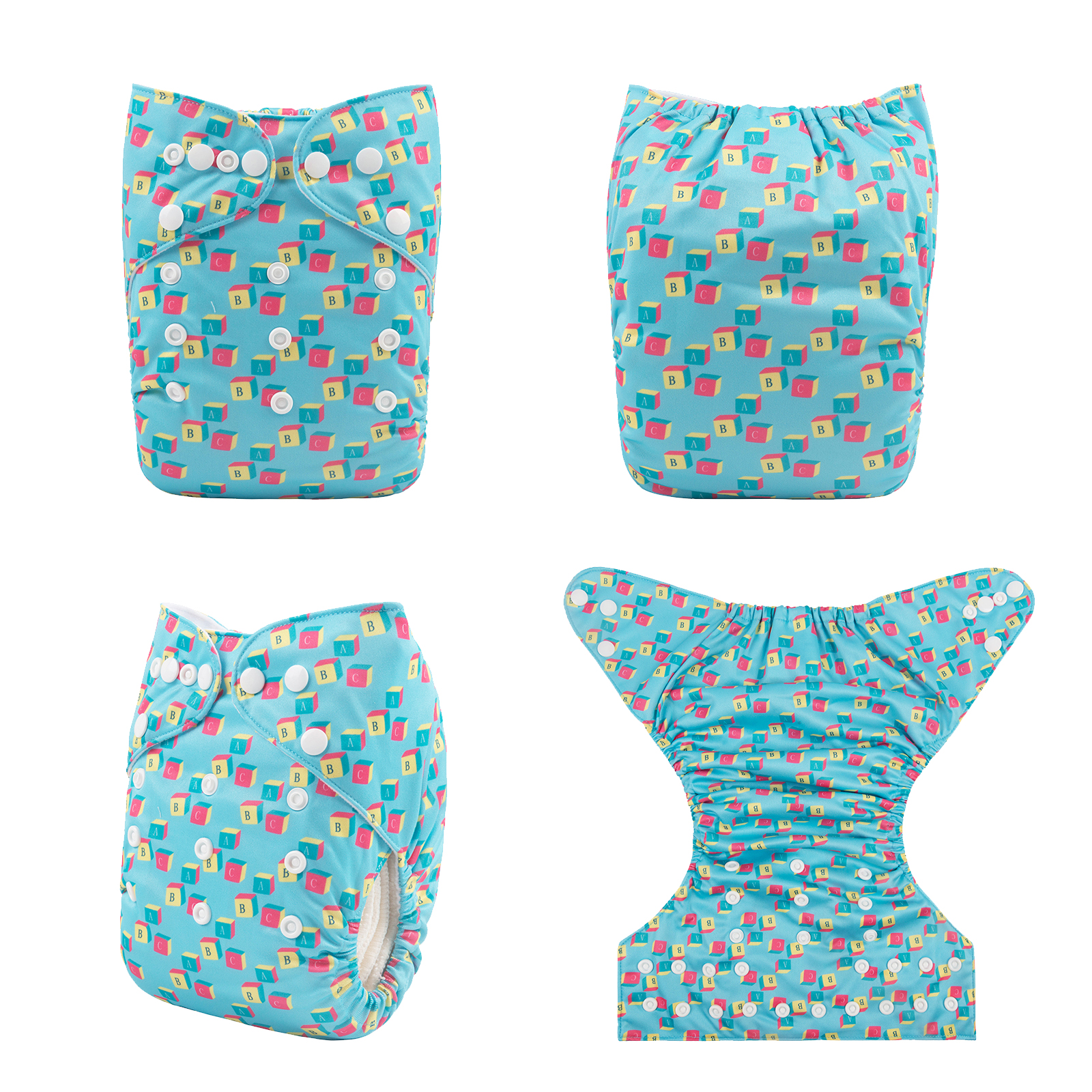 ALVABABY One Size Positioning Printed Cloth Diaper -Letter block (YDP111A)