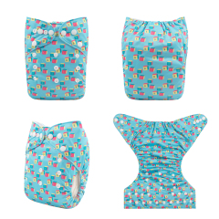 ALVABABY One Size Positioning Printed Cloth Diaper -Letter block (YDP111A)