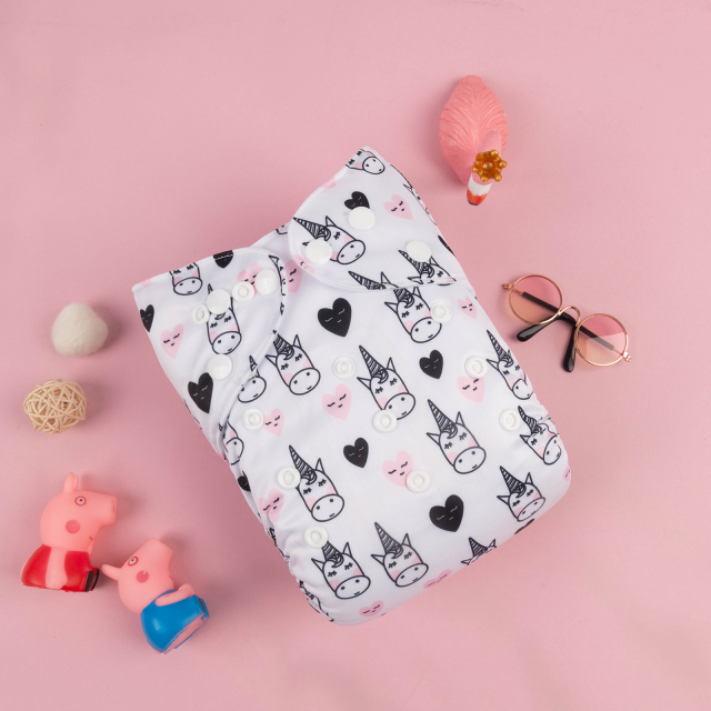 ALVABABY One Size Positioning Printed Cloth Diaper -Unicorn (YDP108A)