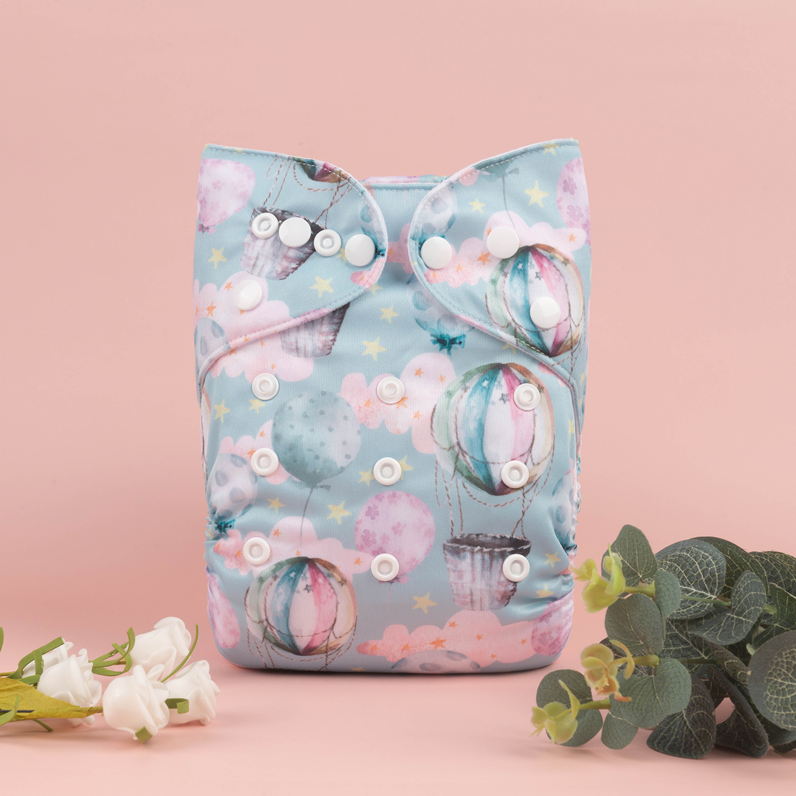 ALVABABY Positioning Cloth Diaper - One Size Adjustable Washable & Reusable Diaper for Babies and Toddlers  (Hot air balloon, YDP112A)