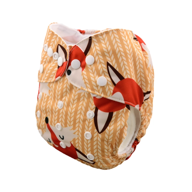 ALVABABY One Size Print Pocket Cloth Diaper-Fox ( H048A)