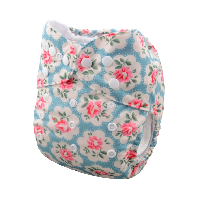 ALVABABY One Size Print Pocket Cloth Diaper-Flowers (H051A)