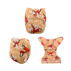 ALVABABY One Size Print Pocket Cloth Diaper-Fox ( H048A)