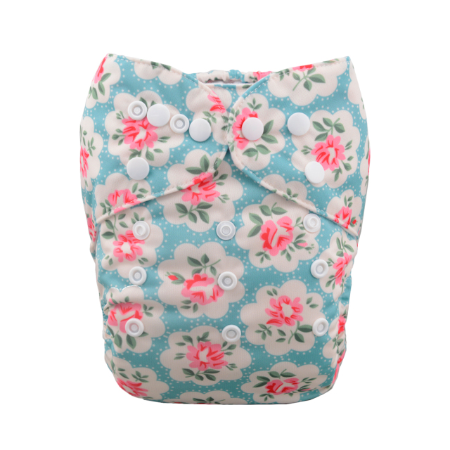 ALVABABY One Size Print Pocket Cloth Diaper-Flowers (H051A)