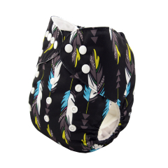 ALVABABY One Size Print Pocket Cloth Diaper-Feather (H035A)