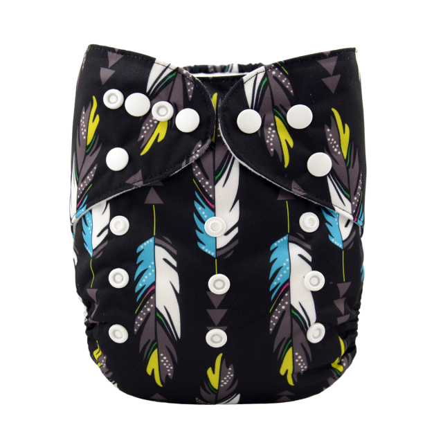 ALVABABY One Size Print Pocket Cloth Diaper-Feather (H035A)