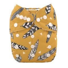 ALVABABY One Size Print Pocket Cloth Diaper -Yellow leaves(H006A)