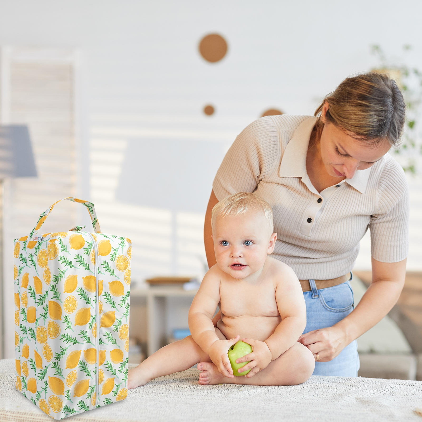 ALVABABY Diaper Pod, Waterproof Wet Bag for Daycare & Travel (Lemon, LP-H179A)