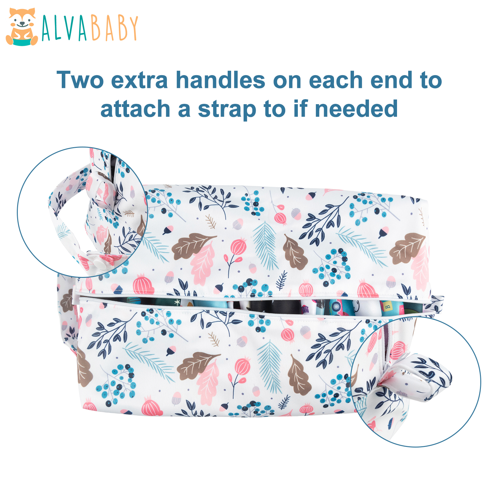 ALVABABY Diaper Pod, Waterproof Wet Bag for Daycare & Travel (Leaves, LP-H050A)