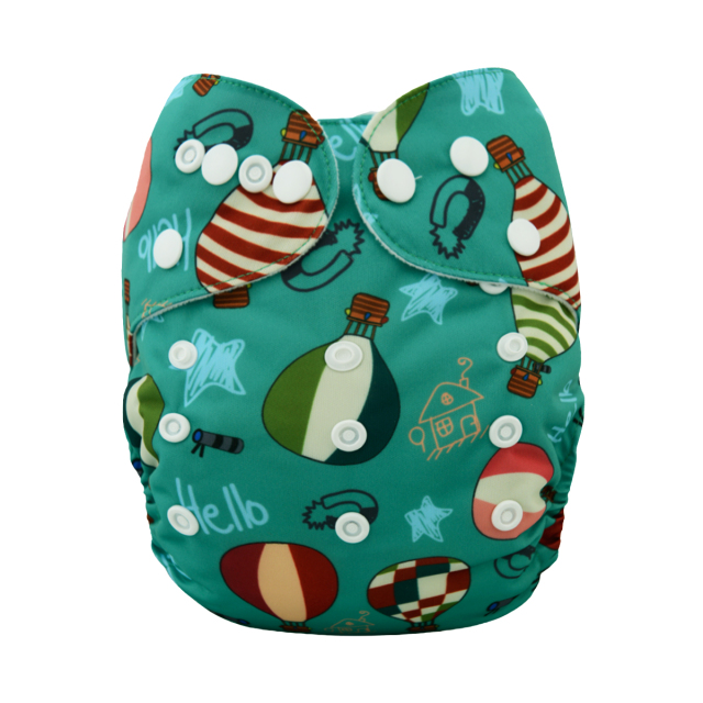 ALVABABY One Size Print Pocket Cloth Diaper-Hot air balloon （H021A)