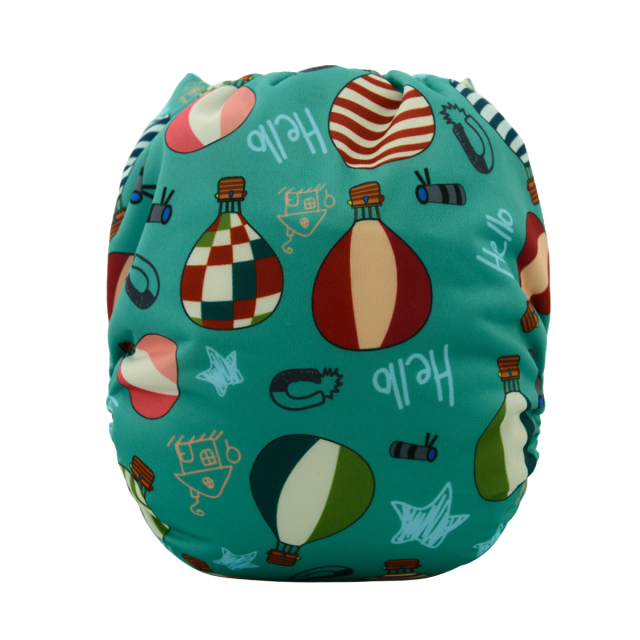 ALVABABY One Size Print Pocket Cloth Diaper-Hot air balloon （H021A)