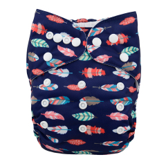 ALVABABY One Size Print Pocket Cloth Diaper -Feather（H030A)