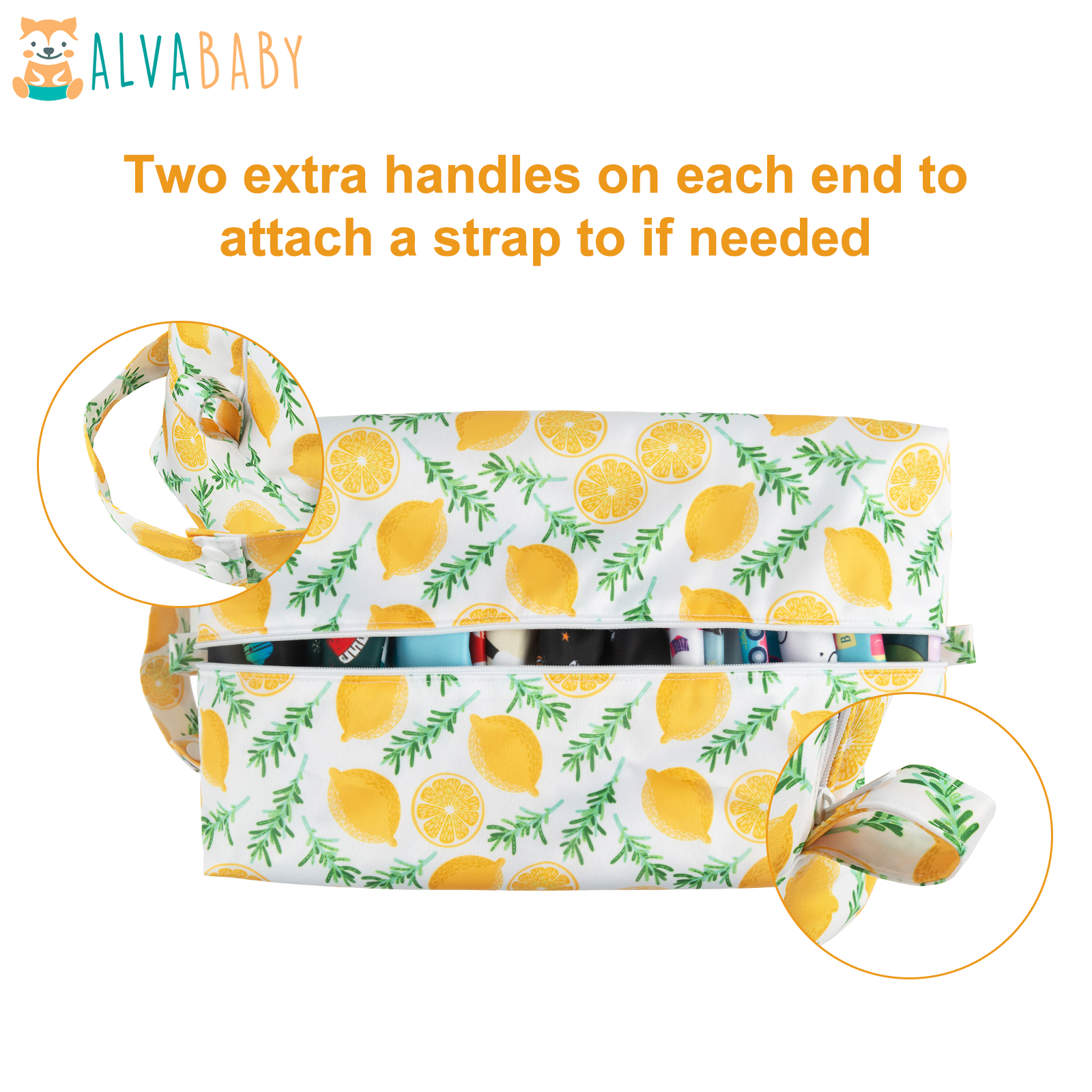 ALVABABY Diaper Pod, Waterproof Wet Bag for Daycare & Travel (Lemon, LP-H179A)