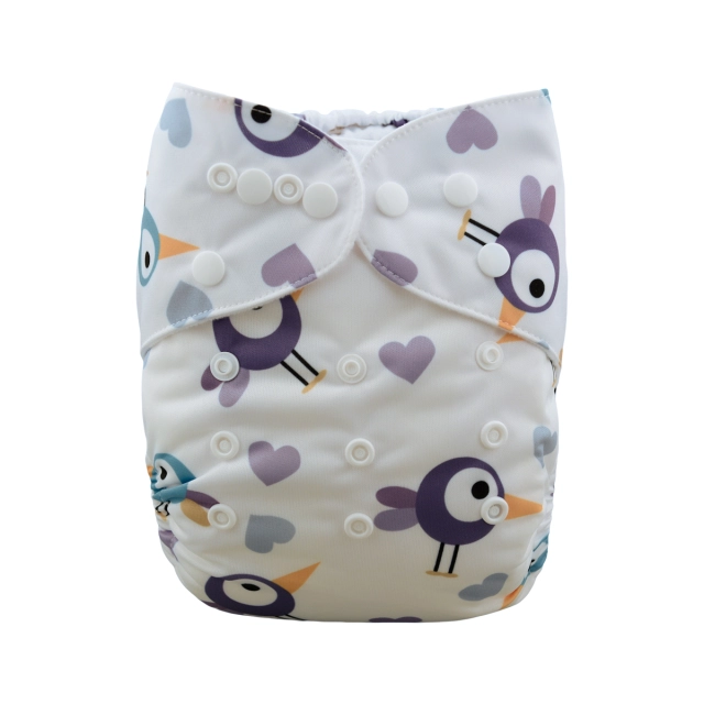 ALVABABY One Size Print Pocket Cloth Diaper -birds（H046A)