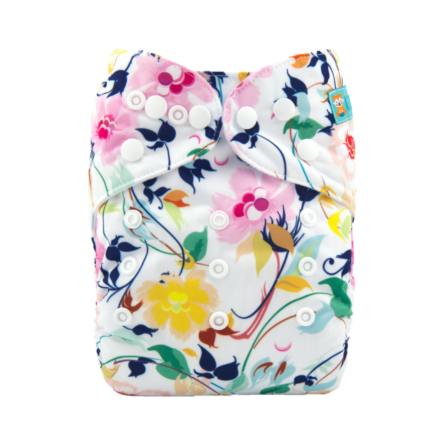 ALVABABY One Size Print Pocket Cloth Diaper -Flowers（H079A)