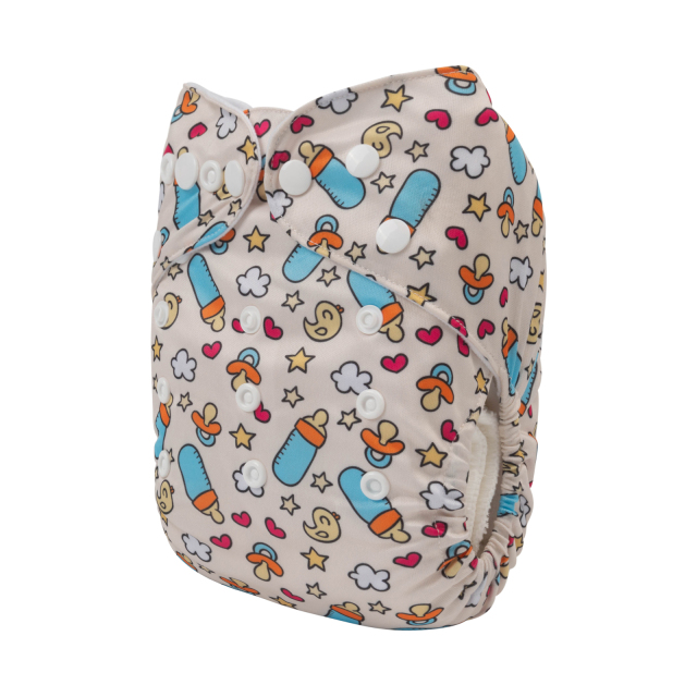 ALVABABY One Size Print Pocket Cloth Diaper-Baby bottle（H389A)