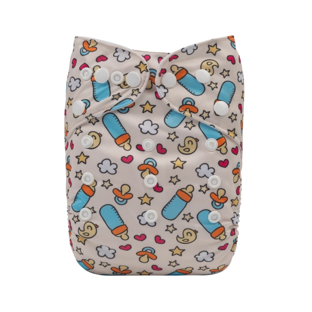 ALVABABY One Size Print Pocket Cloth Diaper-Baby bottle（H389A)