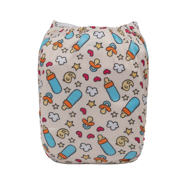 ALVABABY One Size Print Pocket Cloth Diaper-Baby bottle（H389A)