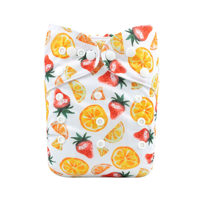 ALVABABY One Size Print Pocket Cloth Diaper-Strawberry&amp;Orange(H390A)