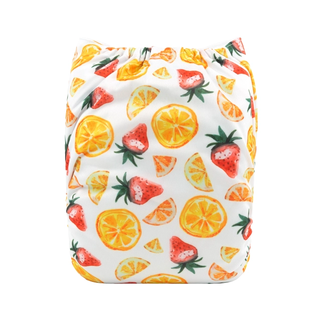 ALVABABY One Size Print Pocket Cloth Diaper-Strawberry&Orange(H390A)