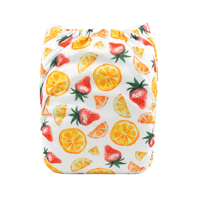 ALVABABY One Size Print Pocket Cloth Diaper-Strawberry&Orange(H390A)